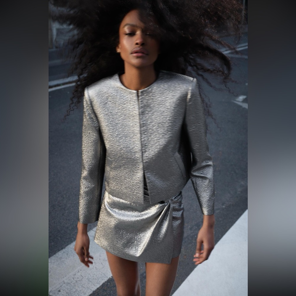 Zara Silver Blazer Jacket